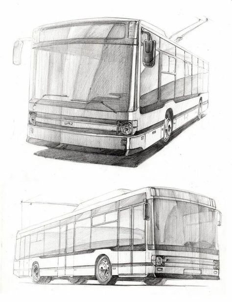 Bus Perspective, Car In Perspective, Car Perspective, Bus Sketch, Boat Drawing, Furniture Design Sketches, Perspective Drawing Architecture, Human Figure Sketches, Perspective Drawing Lessons