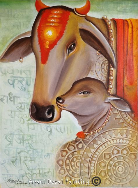 Size 18"×24", Acrylic on Canvas Cow Rangoli, Pichwai Paintings Cows, Nandi Maharaj, Krishna With Cows, Pichwai Cow Painting, Animal Canvas Paintings, Flamingo Art Print, Mughal Art Paintings, Pichwai Paintings