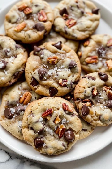 Caramel Pecan Cookies, Pecan Chocolate Chip Cookies, Pecan Chocolate, Salted Chocolate Chip Cookies, Chocolate Chip Pecan Cookies, Salted Caramel Cookies, Caramel Chocolate Chip Cookies, Butter Pecan Cookies, Chocolate Chip Cookies Ingredients