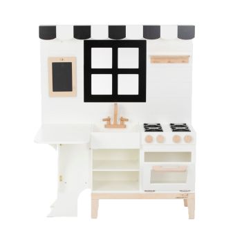 2MamaBees White And Black Farmhouse, Indoor Play Space, Wood Playhouse, Playground Structures, Window Dimensions, Black Farmhouse, Indoor Play Areas, World Of Imagination, Wooden Swings