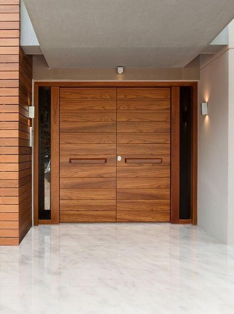 Modern Teak Wood Door Designs, House Entrance Doors, Pintu Interior, Exterior Door Designs, Double Door Entrance, House Main Door, Flush Door Design, Modern Entrance Door, Modern Entry Door