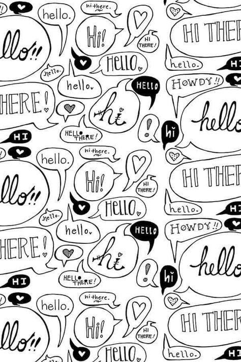 Text Illustration, Text Pattern, Wallpaper Doodle, Whatsapp Wallpaper, Graphic Design Pattern, Retro Fabric, Black And White Wallpaper, White Wallpaper, Hello There