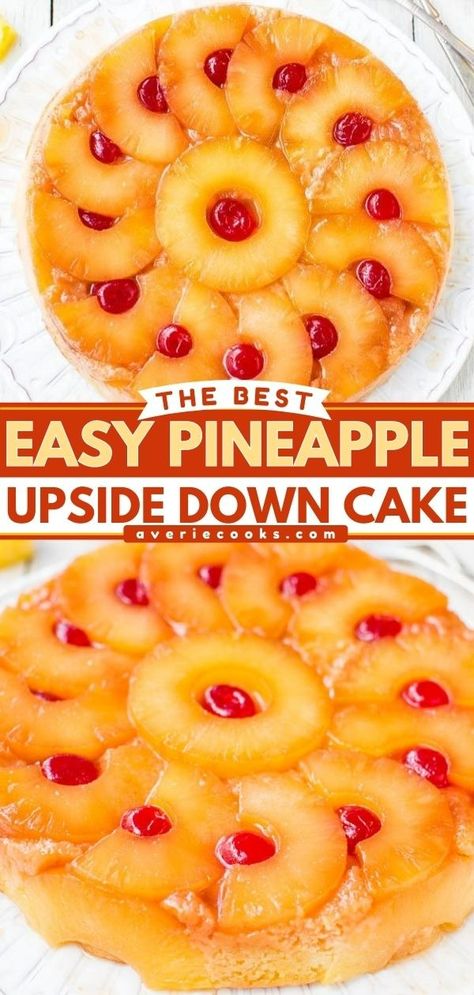 Super Moist Pineapple Upside Down Cake - Averie Cooks Best Pineapple Upside Down Cake, Springform Pan Cake, Pineapple Upside, Pineapple Upside Down Cake, Pineapple Upside Down, Pineapple Cake, 140 Pounds, Upside Down Cake, Healthy Nutrition