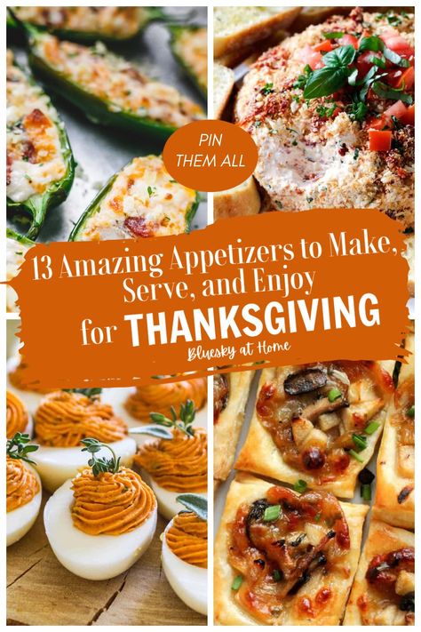 Elevate your holiday spread with these easy and delicious Thanksgiving appetizers. Don't miss these 13 crowd-pleasing appetizers to choose from! Simple recipes to start your celebration right. See them now! Elevate your holiday spread with these easy and delicious Thanksgiving appetizers. From dips to bites, find the perfect starters here. Check out these 13 tasty starters that are sure to wow your family and friends! Thanksgiving Small Plate Recipes, Thanksgiving Bread Appetizers, Thanksgiving Phyllo Appetizers, Thanksgiving Eve Appetizers, New Thanksgiving Appetizers, One Bite Thanksgiving Appetizers, Traditional Thanksgiving Appetizers, Thanksgiving Meat Appetizers, Mini Thanksgiving Appetizers