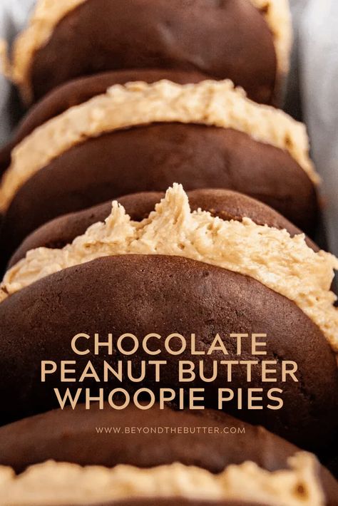 Moist Chocolate Cakes, Peanut Butter Whoopie Pies, Whoopie Pie Recipe, Whoopie Pie, Peanut Butter Desserts, Peanut Butter Frosting, Butter Frosting, Chocolate Cakes, Whoopie Pies