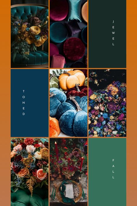 Jewel Color Scheme, Jewel Tone Palette Colour Schemes, Jewel Tone Groom, Jewel Tone Fall Decor, Jewel Toned Decor, Deep Jewel Tone Wedding, Moody Fall Color Palette, Dark Jewel Tone Color Palette, Jewel Bedroom