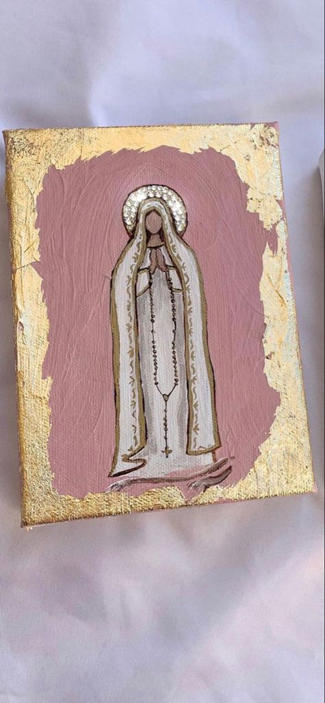 Virgin Mary Painting Easy, Virgencita Painting, Monstrance Drawing, Catholic Painting Ideas, Embeleco Day, Mary Painting Catholic, Catholic Art Paintings, Catholic Art Aesthetic, Painting Ideas Christian