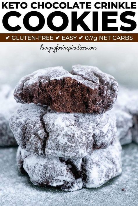 These Keto Chocolate Crinkle Cookies are a chocolate lovers dream come true! Super rich & chocolaty while healthy & keto-friendly with only 0.7g net carbs per cookie. #keto #ketodiet #ketorecipes #ketodessert #ketogenic #ketogenicdiet #lowcarb #lowcarbrecipes #lowcarbdessert #christmascookies Keto Chocolate Mug Cake, The Best Keto Recipes, Keto Christmas Cookies, Best Keto Recipes, Chocolate Crinkle, Keto Cookie Recipes, Keto Holiday, Keto Christmas, Chocolate Crinkle Cookies