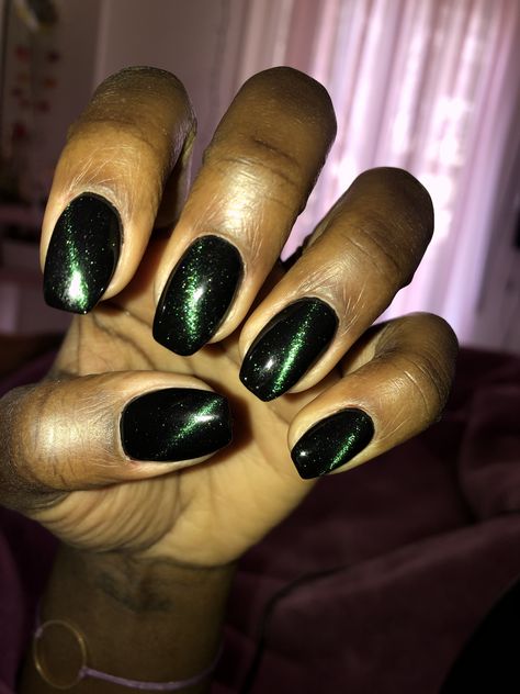 My cat eye cofin nails! Green Cat Eye Nails, Green Cat Eye, Green Cat, Eye Nails, Green Nail, Cat Eye Nails, Colorful Nail Designs, Dark Nails, Nails Manicure