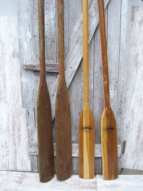 2 Vintage Wooden Canoe 83 Feather Brand Paddle Boat Oar - Etsy Painted Oars Paddles, Painted Oars, Lake House Cabin, Wooden Feather, Boat Oars, Wooden Canoe, Navy Paint, Canoe Paddle, Beach Cabin