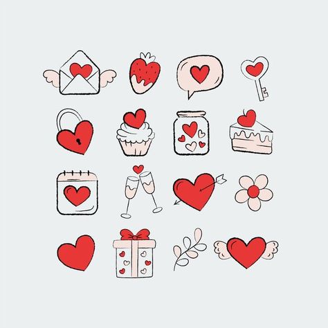 Valentine objects | Premium Vector #Freepik #vector Advance Birthday Wishes, Valentine Illustration, Heart Things, Valentine Cartoon, Bear Drawings, Forever Love Quotes, Valentines Illustration, Cute Bear Drawings, Illustrations Art