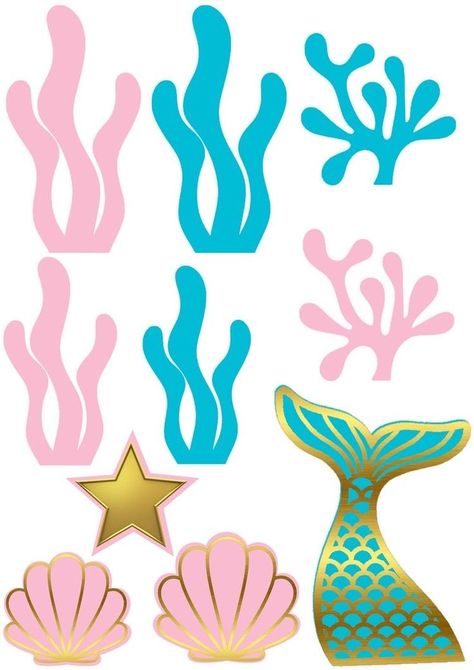 Mermaid Cake Topper Printable, Mermaid Topper, Ariel Cake Toppers, Little Mermaid Cake Topper, Mermaid Tail Cake, Beach Cake Topper, Topper Mermaid, Little Mermaid Cakes, Mermaid Theme Birthday Party