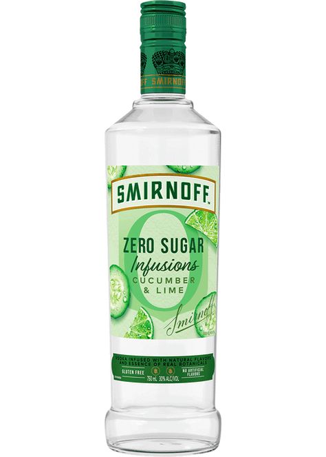 Smirnoff Zero Sugar Infusions Cucumber & Lime Vodka Smirnoff Flavors, Kosher Food, Infused Vodka, Food Production, Kosher Recipes, Flavored Vodka, Natural Flavors, Cucumber, Vodka