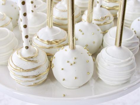 Bridal cake pops, engagement cake pops, wedding cake pops, gold cake pops Bridal Cake Pops, Cake Pops Wedding, Gold Cake Pops, Gold And White Cake, White Cake Pops, Bridal Cake, Wedding Cake Pops, Brides Cake, Salty Cake