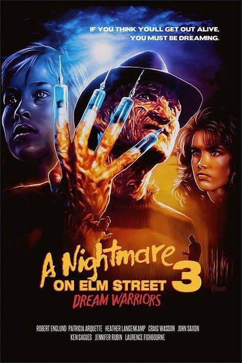 A Nightmare on Elm Street 3 Dream Warriors Classic Horror Movies Posters, Dream Warriors, Robert Englund, Horror Stuff, Horror Movie Icons, 80s Horror, Horror Artwork, A Nightmare On Elm Street, Best Horror Movies