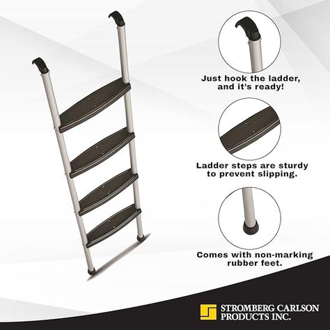 Amazon.com: Stromberg Carlson Interior Bunk Ladder, KD, RV Bunk Ladder, Bunk Bed Ladder with Injection Molded Treads, Hooks and Mounting Hardware Included, can be Used as Dorm Loft Ladder - Silver 66" : Automotive Bunk Bed Ladder Cover Diy, Rv Bunk Ladder, Ladder Bunk Bed, Bunk Ladder, Bed Ladder, Bunk Bed Ladder, Loft Ladder, Bunk Bed, Injection Moulding