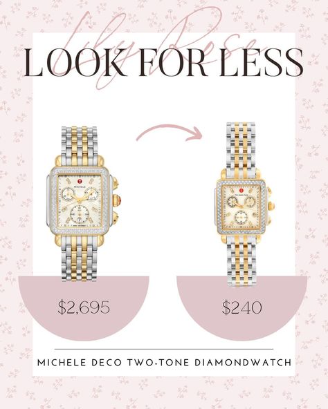 The Exquisite Dupe for the Popular Michele Deco Two-Tone Diamond Watch! #micheledeco #diamond #diamondwatch #styleinspo #fashionblogger #watches Michele Watch Stack, Michelle Watches Women, Two Tone Watches Women, Michele Watches Women, Michelle Watch, Michele Deco Watch, Michele Watch, Michele Watches, Toned Women