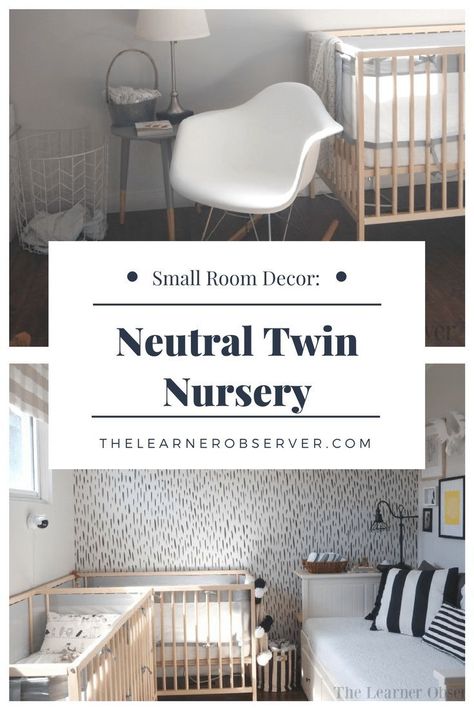 How to decorate a twin nursery when you\'re short on space - creating a changing station in the closet, and using a daybed for ample seating for babies and parents! #twinnursery #neutralnursery #nurserydesign Nursery With Daybed, Twin Nursery Gender Neutral, Small Bedroom Ideas For Kids, Nursery Paint Colors, Twins Nursery, Shared Nursery, Nursery Layout, Twin Nursery, Up Story