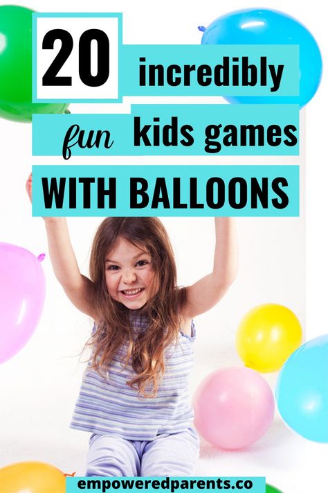 Here are 20 super fun and simple kids' games with balloons. Each activity will help your children learn a new skill too | Balloon games for kids | kids games with balloons | games to play with balloons for kids | Games With Balloons, Kids Bible Object Lessons, Balloon Games For Kids, Balloon Party Games, Olympic Idea, Rhythm Activities, Balloon Games, Bible Object Lessons, Fall Games