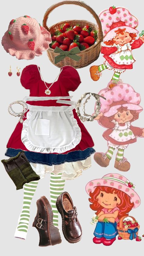 strawberry shortcake <3 Strawberry Shortcake Through The Years, Strawberry Shortcake 2003 Costume, Easy Strawberry Shortcake Costume, Strawberry Shortcake Characters Costumes Halloween Diy, Strawberry Shortcake Trunk Or Treat, Strawberry Shortcake Outfits Halloween, Strawberry Shortcake Diy Costume, Halloween Strawberry Shortcake, Strawberry Shortcake Costume Aesthetic