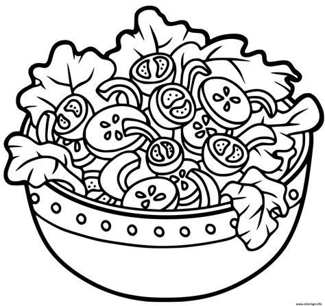 Salad Clipart, Salad Drawing, Vegetable Coloring Pages, Lettuce Salad, Fruit Salad Recipes, Summer Salad Recipes, Clipart Black And White, Vegetable Bowl, Cute Coloring Pages