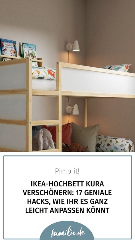 Ihr habt ein IKEA KURA Kinderbett und wollt etwas ganz Besonderes daraus machen? Wir haben die 17 schönsten IKEA KURA Hacks für euch. Kura Hack, Ikea Kura Hack, Ikea Kura, Baby Zimmer