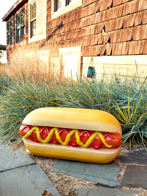 Giant Hot Dog Stool – Coming Soon Dog Party Games, Weird Furniture, Beautiful Home Gardens, Food Sculpture, Food Shapes, Cartoon House, Event Activities, Brace Yourself, New York Apartment