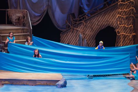 Underwater Set Design, Sea Stage Design, Ship Theatre Set Design, Underwater Stage Design, Ocean Stage Design, Ocean Set Design Theatre, Peter Pan Play, Peter Pan Jr, The Little Mermaid Musical