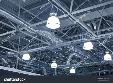 Ventilation system of modern building Royalty Free image photo Hidden Lighting, Lighting Control System, Philips Lighting, Retail Lighting, Factory Lighting, Lighting Showroom, Industrial Light Fixtures, Bird Houses Diy, Ventilation System