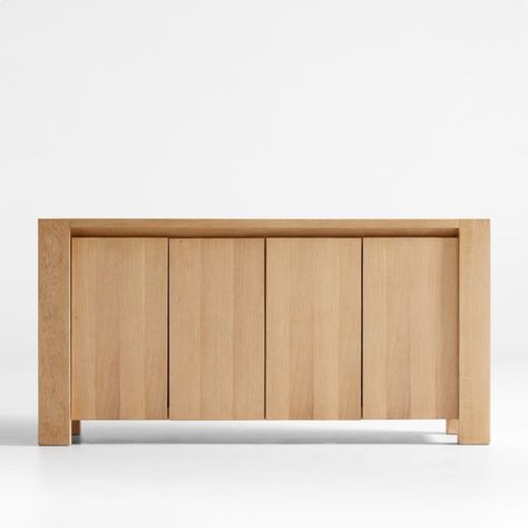 Terra Natural Oak Sideboard + Reviews | Crate & Barrel | Crate & Barrel Flat Front Door, White Oak Sideboard, Oak Storage Bench, Solid Wood Sideboard, White Oak Wood, Oak Sideboard, Wood Sideboard, Solid Wood Dining Table, Buffet Table