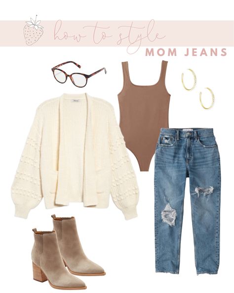 How to Wear Mom Jeans without Looking Frumpy - Strawberry Chic Cute Dress Designs, Mommy Jeans, Mom Outfits Winter, Mom Jeans Outfit Winter, Style Mom Jeans, Mom Jeans Outfit Summer, Outfits With Jeans, Casual Mom Style, Mom Jeans Style