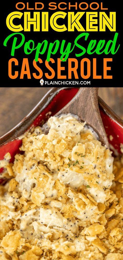 Dinner Cheap, Poppy Seed Chicken Casserole, Poppy Seed Chicken, Creamy Chicken Casserole, Casserole Chicken, Ritz Cracker, Meat Recipes For Dinner, Savory Dinner, Chicken Easy