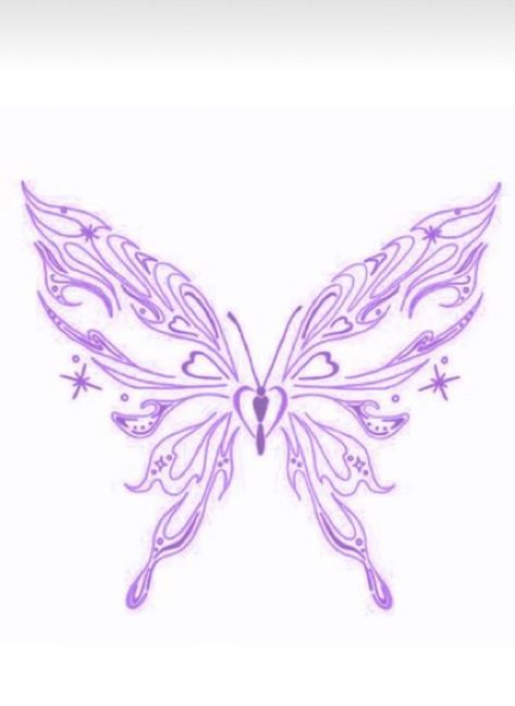 Sigil Butterfly Tattoo, Simple In Loving Memory Tattoos, Purple Butterfly Tattoo Outline, Water Butterfly Tattoo, Wispy Butterfly Tattoo, Small Purple Tattoo, Black And Purple Tattoos, Purple Ink Tattoos, Butterfly Tattoo Purple