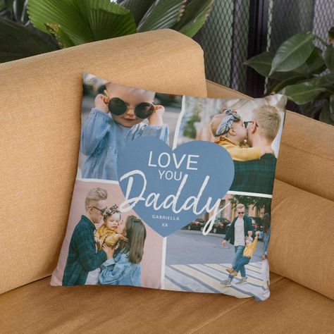 Love You 'Daddy' Custom Photo Collage Heart Throw Pillow Collage Heart, Personalized Pillow Cover, Body Pillows, White Throw Pillows, Photo Pillows, Personalized Pillow, Photo Collage Template, Collage Template, Modern Pillows