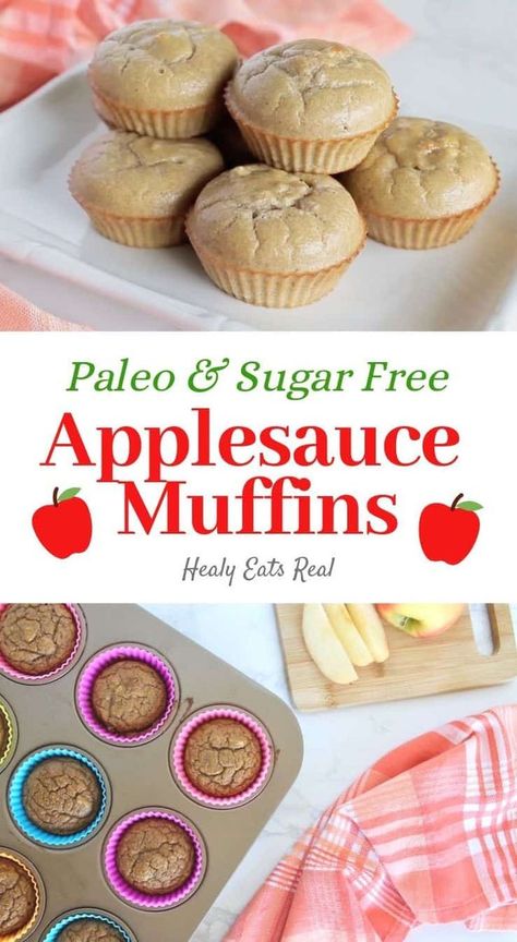 Healthy Applesauce Muffins (Paleo & Gluten Free)- These healthy applesauce muffins are the perfect fluffy light slightly-sweet snack that are gluten-free, paleo and free from added sugar. #muffins #paleo #apple via @healyeatsreal Healthy Applesauce, Real Posts, Paleo Kids, Paleo Apple, Muffins Paleo, Paleo Breads, Paleo Muffins, Applesauce Muffins, Morning Glory Muffins