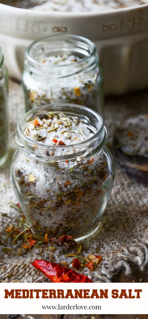 Infused Salt Recipes, Flavored Salts Recipes, Herb Salt Recipe, Mediterranean Seasoning, Chicken Salads, Spice Blends Recipes, Spice Mix Recipes, Homemade Spice Blends, Flavored Salts