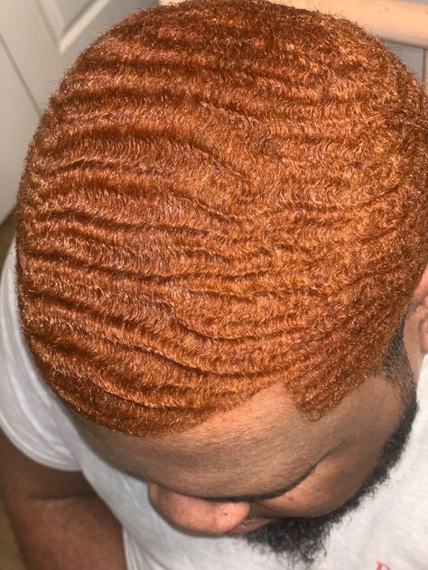 Brown Waves Hair Black Men, Ginger Hair Dyed, Bleached Hair Men, Ginger Hair Men, Waves Hairstyle Men, Taper Fade Curly Hair, Black Hair Inspiration, Men Blonde Hair, Black Hair Cuts