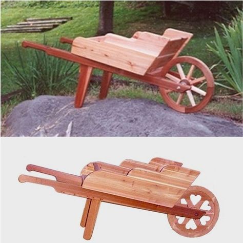 Wooden Wheelbarrow Wooden Wheelbarrow Planter, Wooden Wheelbarrow, Cool Things To Build, Wheelbarrow Planter, Planter Box Plans, Bird Houses Ideas Diy, Handyman Projects, Wood Art Projects, Wood Projects That Sell