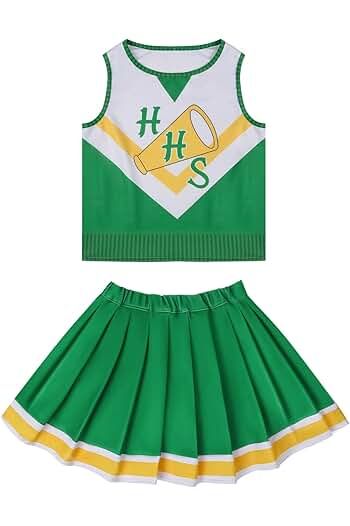 Amazon.co.uk : Vobafity Women Chrissy Cheerleader Costume Hawkins Cheerleading Outfits Adult Stranger Cosplay S4 Green Uniform Dress Up L Girls Cheerleader Costume, Cheerleading Dress, Hawkins High School, Chrissy Cunningham, Holloween Costumes, Cheerleader Skirt, Billy Kid, Stranger Things Costume, Green Pleated Skirt