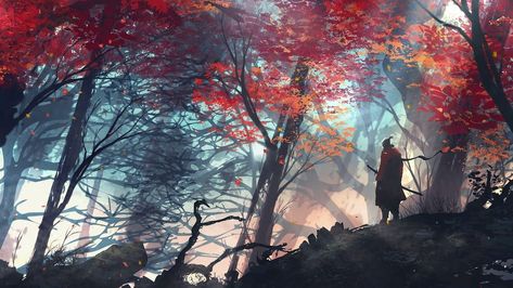 Desktop Samurai Wallpaper Explore more Bushido, Caste, Early-Modern, Japan, Medieval wallpaper. https://www.whatspaper.com/desktop-samurai-wallpaper-7/ In The Forest, The Forest, Forest, Red