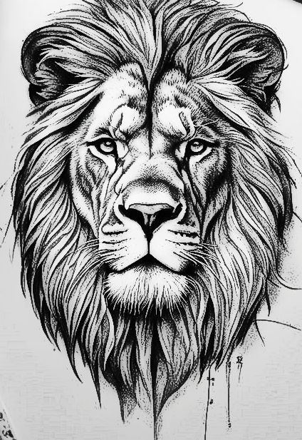 Lion Stencil Tattoo, Lion Tattoo Stencil For Men, Lion Face Tattoo, Lion Tattoo Stencil, Lion Head Tattoo Stencil, Lion Tattoo Reference, Lion Sketch Tattoo, Sketch Lion Tattoo, Lion Tattoo Design Sketches Pencil Drawings