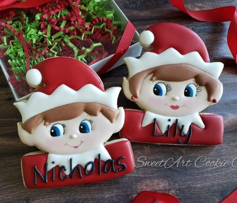 Piped Cookies, Elf Cookies, Elf Names, Christmas Elves, Christmas Preparation, Bar Cookies, Christmas Cookies Decorated, Christmas Sugar Cookies, Cookies Decorated