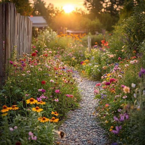 I Love Bees, Cottage Garden Design, Wildflower Garden, Patio Landscaping, Native Garden, Garden Gate, Farm Gardens, Flower Farm, Small Gardens