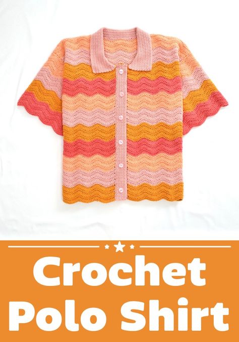 Crochet Polo Shirt Pattern Free Crochet Patterns For Shirts, Crochet Collared Shirt Pattern, Crochet Polo Pattern, Crochet Button Up Shirt Pattern Free, Knit T Shirt Pattern Free, Crochet Polo Shirt Pattern Free, Crochet Polo Shirt Pattern, Crochet Mens Shirt Pattern, Crochet Polo Shirt