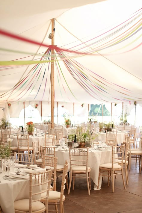 Ribbon bunting and garden flowers looking out of windows in LPM Bohemia Traditional Tent at Lisnavagh Marquee Wedding Decoration, Ribbon Bunting, Big Tent, Big Tents, Wedding Day Ideas, Public Realm, Wedding Tent, Luxury Wedding Venues, Marquee Wedding