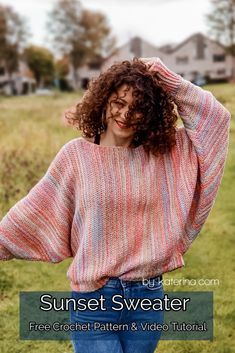 Sunset Sweater, Clothes Sweater, Crochet Jumper, Crochet Sweater Pattern Free, Mode Crochet, Crochet Bolero, Crochet Clothes For Women, Sweater Crochet, Crochet Clothes Patterns