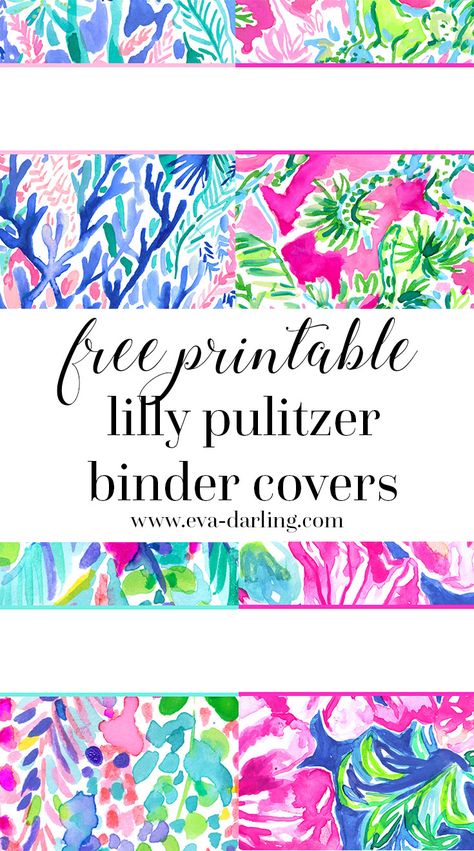 School Organization Highschool, Preppy Binder Covers, Lilly Pulitzer Planner, School Organization College, Binder Covers Free, Cute Binder Covers, College Printables, Binder Covers Printable, Lilly Pulitzer Prints