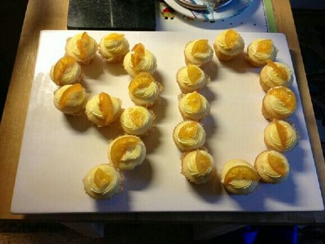 #orange mini #cupcakes with #candied #mandarin slices for a friend's 90th #birthday 90th Birthday Cupcakes, 90 Birthday, Baked Goodies, 90th Birthday, Birthday Cupcakes, Mini Cupcakes, Party Ideas, Holidays, Baking