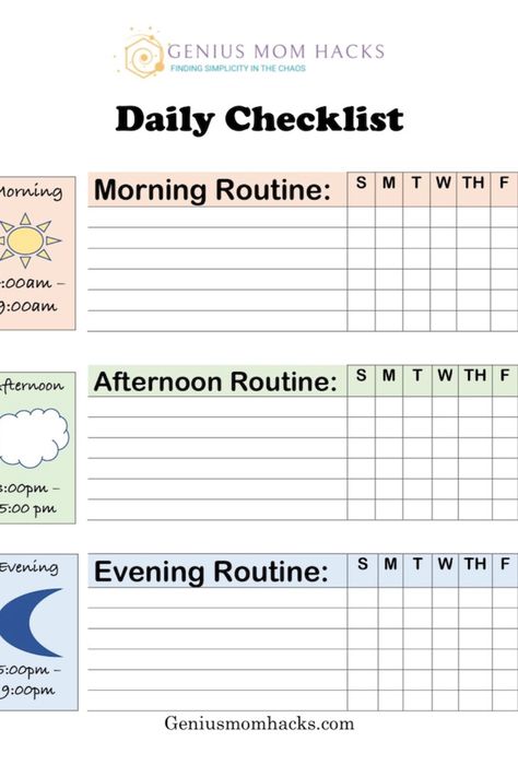 Download this free kids daily checklist today! so easy & it works! Printable Task List, Kids Daily Schedule Printable Free, Kids Checklist Daily Routines, Kids Schedule Chart Daily Routines, Kids Routine Chart Printable Free, Morning Checklist For Kids, Kids Morning Routine Chart, Organizing Templates, Daily Task List Printable