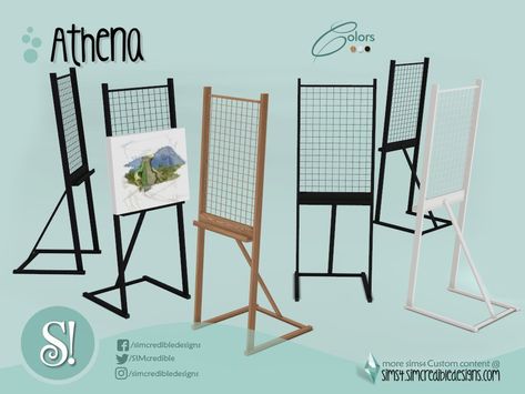 SIMcredible!'s Athena easel Sims 4 Easel Painting Replacement, Sims 4 Painting Easel Cc, Sims 4 Easel Cc, Sims 4 Cc Paint, Sims 4 Cc Patio, Sims 3 Furniture Cc, Simcredible Sims 4, Sims 4 Paintings Cc, Sims 4 Skills